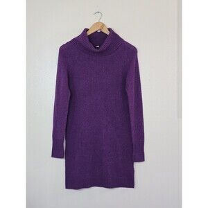 Uniqlo Wool Alpaca Turtleneck Sweater Dress Womens Size XS Purple Cozy